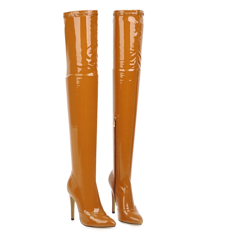 Women's Patent Eco-Leather High Heel Knee Boots