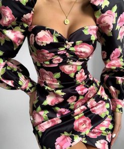 Women's Rose Printed Mini Dress
