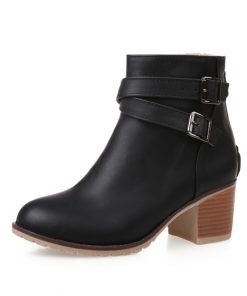 Stylish Demi-Season Casual High-Heeled Leather Women’s Boots