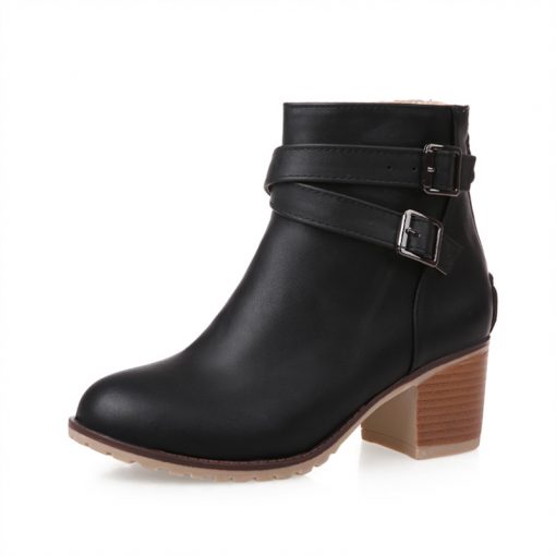 Stylish Demi-Season Casual High-Heeled Leather Women’s Boots