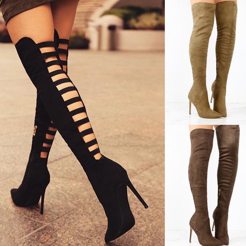 Women's Sexy Strappy Knee High Boots