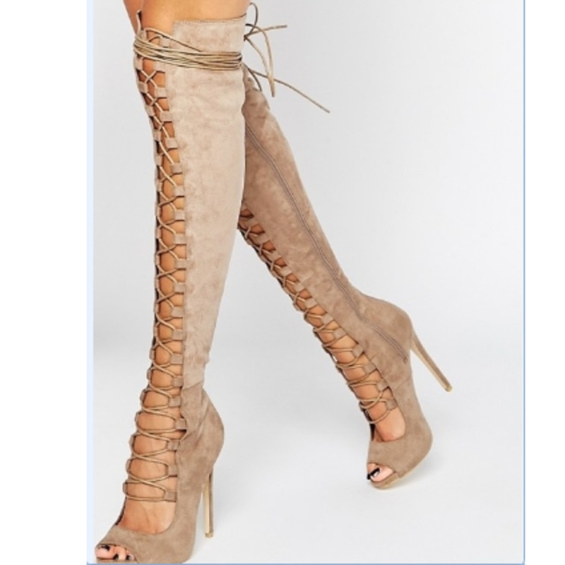 Women's Sexy Strappy Knee High Boots