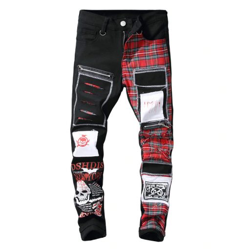 Men's Printed Jeans with Patches