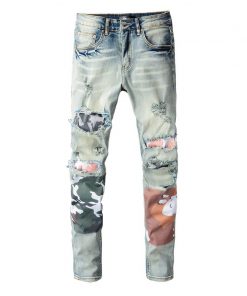 Camouflage Patch Denim Jeans