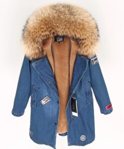 Women's Cowboy Fox Fur Collar Denim Coat